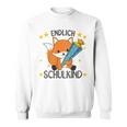 Kinder Endlich Schulkind 2024 Fox School Cone School Fox Gray Sweatshirt