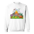 Prehistoric Landscape Dinosaurs Volcano Mountains Sweatshirt
