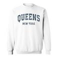 Queens New York Ny Vintage Varsity Sports Navy Sweatshirt