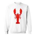 Rotes Hummer-Design Herren Sweatshirt in Weiß, Lustiges Meeresfrüchte Tee