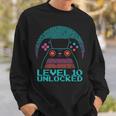 10 Year Old Gamer Gaming 10Th Birthday Level 10 Unlocked Sweatshirt Gifts for Him