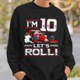 10Th Birthday Race Car 10 Year Old Let's Roll Toddler Boy Sweatshirt Gifts for Him