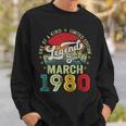 44 Years Old Legend Since March 1980 44Th Birthday Men Sweatshirt Gifts for Him