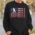 4Th Of July Softball American Flag Vintage Patriotic Sweatshirt Gifts for Him