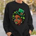African American Female Leprechaun Black St Patrick's Day Sweatshirt Gifts for Him
