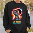 Akron Ohio Total Solar Eclipse 2024Rex Dinosaur Colorful Sweatshirt Gifts for Him