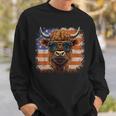American Flag Highland Cow-Fourth Of July Cow Lover Cool Sweatshirt Gifts for Him