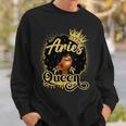 Aries Queen Birthday Afro Natural Hair Black Women Sweatshirt Gifts for Him