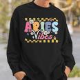 Aries Vibes Zodiac March April Birthday Astrology Groovy Sweatshirt Gifts for Him