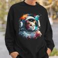 Astronaut Cat Or Space Cat On Galaxy Cat Lover Sweatshirt Gifts for Him