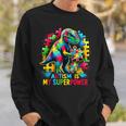 Autism Is My Superpower Autism Kid Colorful Puzzle Dinosaur Sweatshirt Gifts for Him