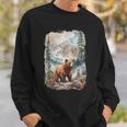 Bear And Fox Mountain Hiker Nature Camping Outdoors Retro Sweatshirt Gifts for Him