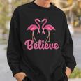 Believe Breast Cancer Flamingo Awareness Pink Ribbon Sweatshirt Gifts for Him