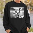 Bigfoot Riding Loch Ness Monster Surprised Scared Cat Selfie Sweatshirt Gifts for Him
