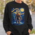 Bigfoot Starry Night Sasquatch Van Gogh Painting Sweatshirt Gifts for Him