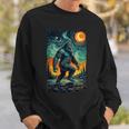 Bigfoot Starry Night Sasquatch Van Gogh Sky Painting Sweatshirt Gifts for Him