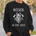 Böser Alter Mann Papa Opa Dad Wikinger Böser Alter Sack Mit-Ausschnitt Sweatshirt Geschenke für Ihn