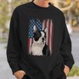 Boston Terrier American Flag Patriotic 4Th Of July Sweatshirt Gifts for Him