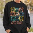 All Brains Are Beautiful Smile Face Autism Awareness Groovy Sweatshirt Gifts for Him