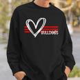 Bulldogs Team Pride School Spirit White Red Heart Sweatshirt Gifts for Him