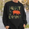 Camo Hunt The Grunt Hog Vintage Wild Boar Hunting Hunt Dad Sweatshirt Gifts for Him