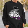 Cat Eating Ramen Asexual Pride Lgbt-Q Kitten Japanese Noodle Sweatshirt Gifts for Him