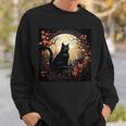 Cat Moon Flowers Graphic Sweatshirt Gifts for Him