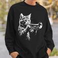 Cat Playing Trumpet Vintage Jazz Musician Trumpeter Sweatshirt Gifts for Him