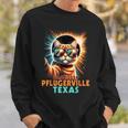 Cat Taking A Selfie Total Eclipse 2024 Pflugerville Texas Sweatshirt Gifts for Him