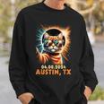 Cat Taking A Selfie Total Solar Eclipse 2024 Austin Texas Sweatshirt Gifts for Him