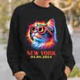 Cat Total Solar Eclipse 2024 New York With Eclipse Glasses Sweatshirt Gifts for Him