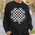 Checkered Four Leaf Clover Race Car Gamer St Patrick's Day Sweatshirt Gifts for Him