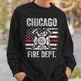 Chicago Illinois Fire Department Thin Red Line Fireman Sweatshirt Gifts for Him