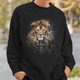 Christian Cross Lion Of Judah Religious Faith Jesus Pastor Sweatshirt Gifts for Him