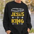 Christliches Sweatshirt Jesus is King mit Dornenkrone Design, Glaubensbekenntnis Tee Geschenke für Ihn