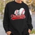 Cincinnati Cities Baseball Heart Baseball Fans Women Sweatshirt Gifts for Him