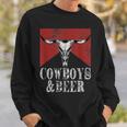Cowboys & Beer Vintage Rodeo Bull Horn Western Country Sweatshirt Gifts for Him