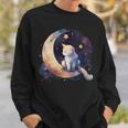 Cute Cat Crescent Moon Phases Purple Star Night Kawaii Cat Sweatshirt Gifts for Him