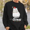 Cute Cat Merry Catmas Christmas Cat Lovers Santa Pajama Sweatshirt Gifts for Him