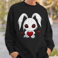 Cute Kawaii Goth Bunny Gothic White Bunny Red Heart Girls Sweatshirt Gifts for Him
