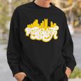 Cute Pittsburgh Skyline Black And Yellow Lettering Sweatshirt Gifts for Him