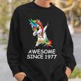 Dabbing Unicorn Awesome Since 1977 Birthday Sweatshirt Gifts for Him
