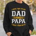 Damen Ich Habe Zwei Titel Papa Und Papa Lustigeratertag Papa Mit-Ausschnitt Sweatshirt Geschenke für Ihn