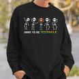 Dare To Be Yourself Be Different Lgbt Pride Skeleton Skull Sweatshirt Gifts for Him
