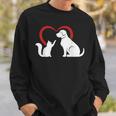 Dog Puppy And Baby Cat Heart Animal Dog & Cat Sweatshirt Gifts for Him