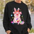 Easter Bunny Spring Pig Bow Egg Hunting Basket Colorful Sweatshirt Gifts for Him