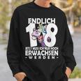 Endlich 18 Einhorn Sweatshirt - Humorvoller Aufdruck zum Erwachsenwerden Geschenke für Ihn