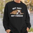 English Bulldog Sleeping Not Fast Not Furious Slogan Sweatshirt Gifts for Him