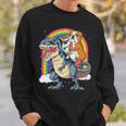 English Bulldog Unicorn Riding DinosaurRex Sweatshirt Gifts for Him