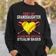 First My Granddaughter Stole My Heart Softball Grandpa Sweatshirt Gifts for Him